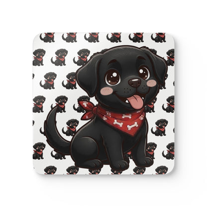 Black Labrador Chibi Cork Coaster Set