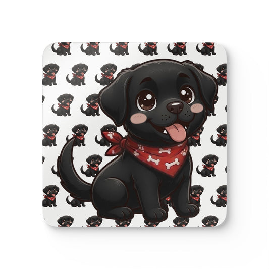 Black Labrador Chibi Cork Coaster Set