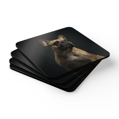 French Bulldog Portrait Cork Coaster Set