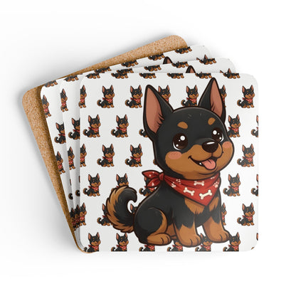 Doberman Chibi Cork Coaster Set