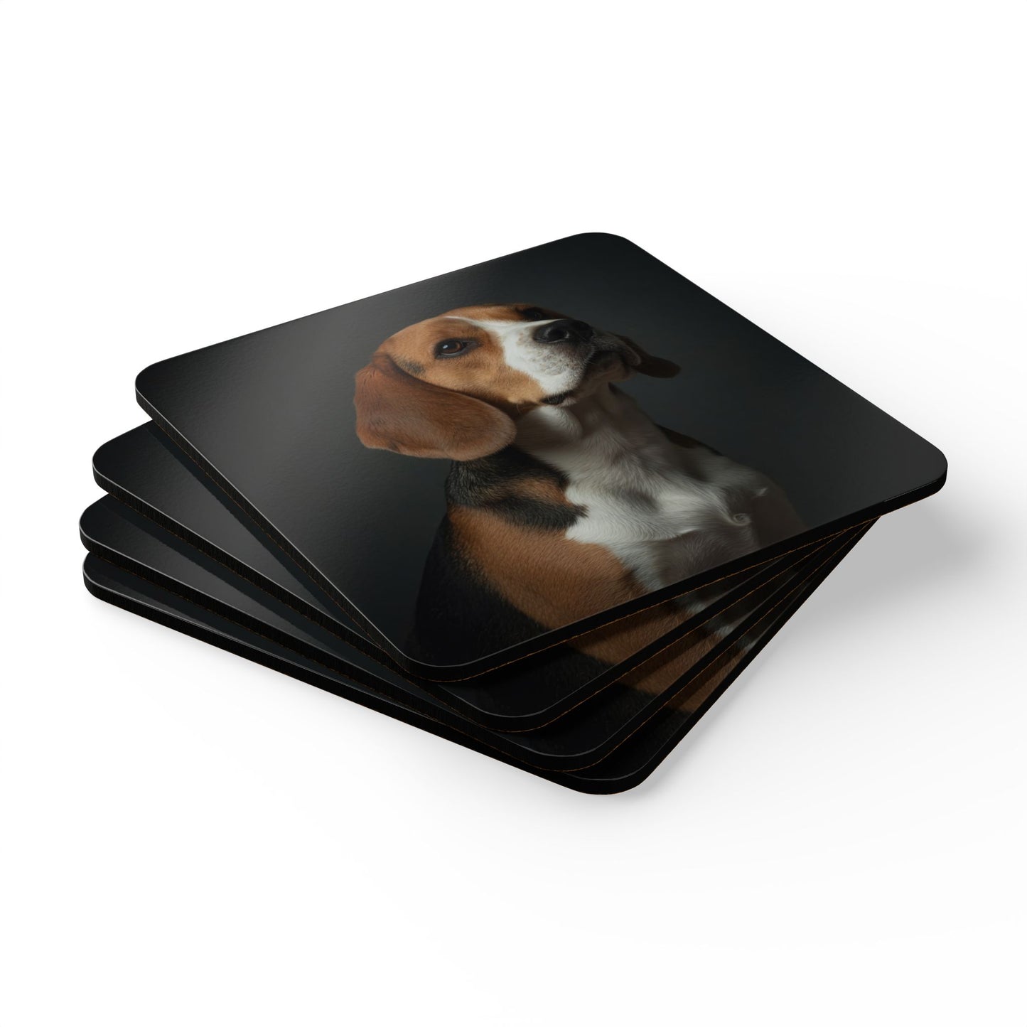 Beagle Portrait Cork Coaster Set
