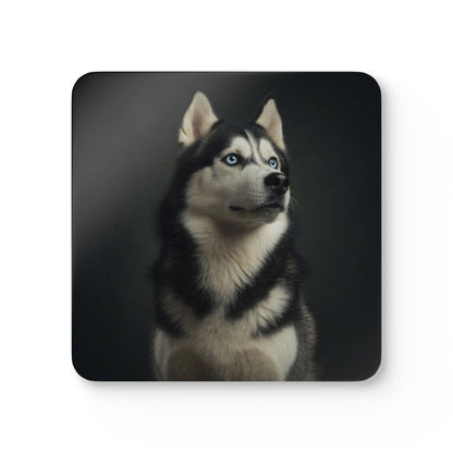 Siberian Husky Portrait Cork Coaster Set