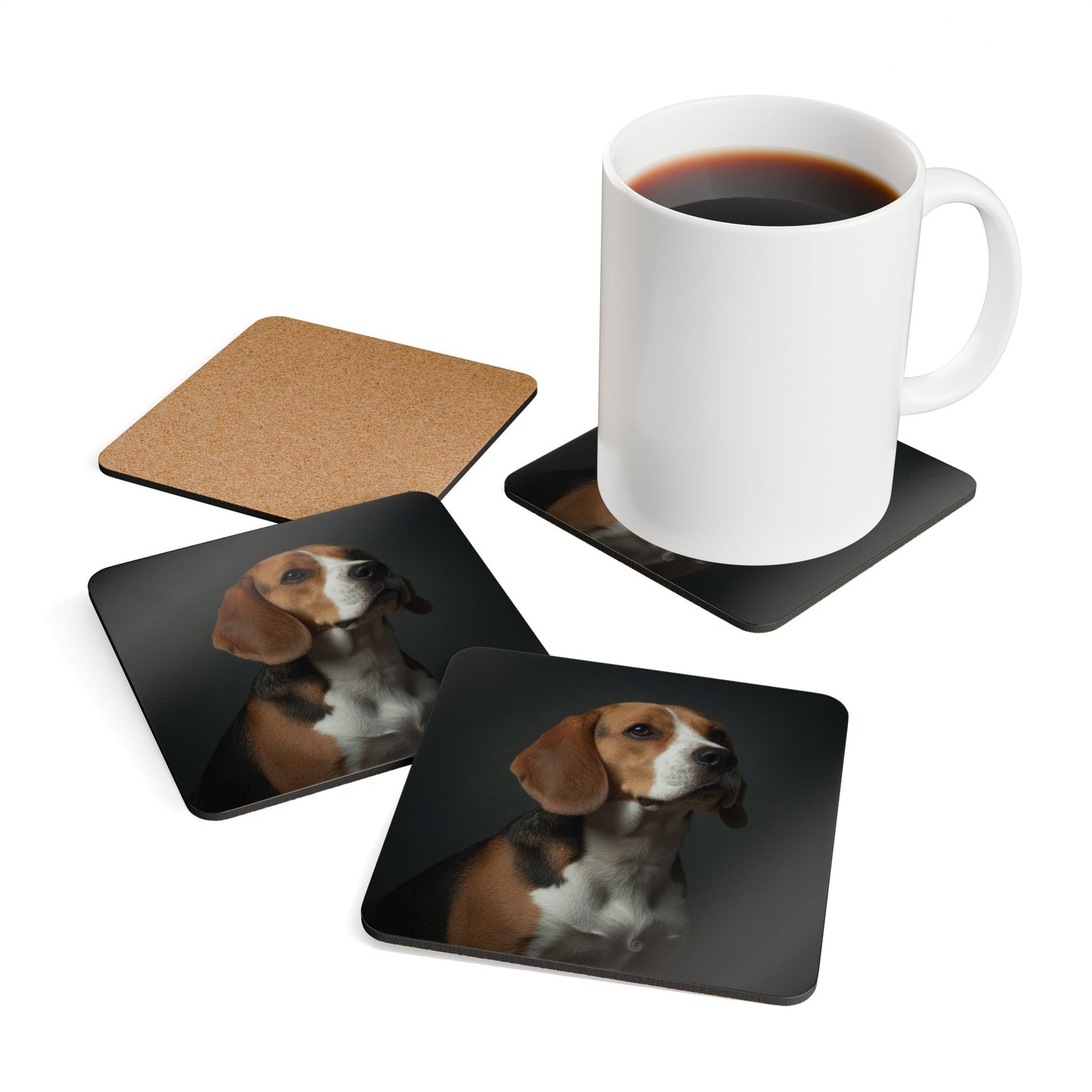 Beagle Portrait Cork Coaster Set
