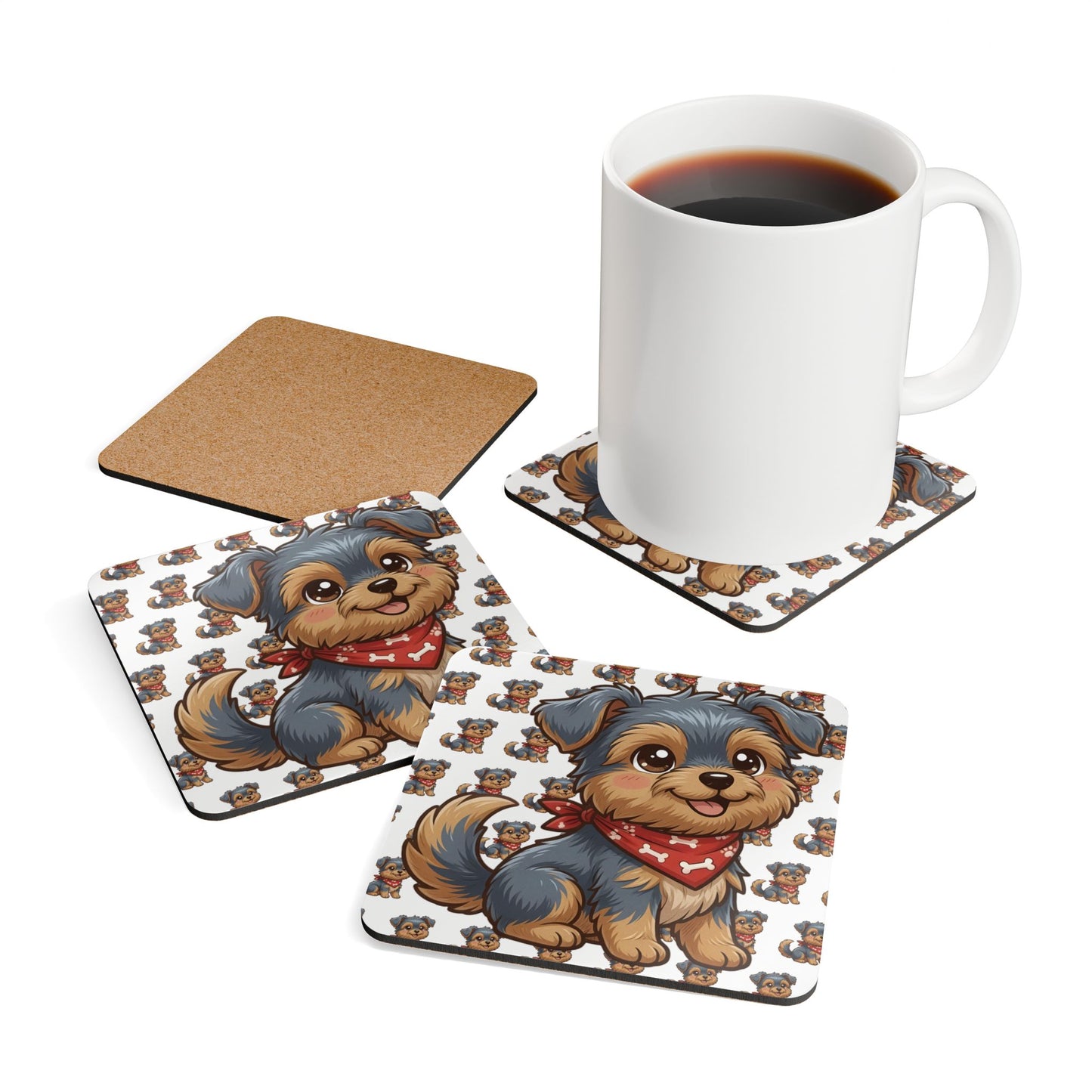 Yorkshire Terrier Chibi Cork Coaster Set