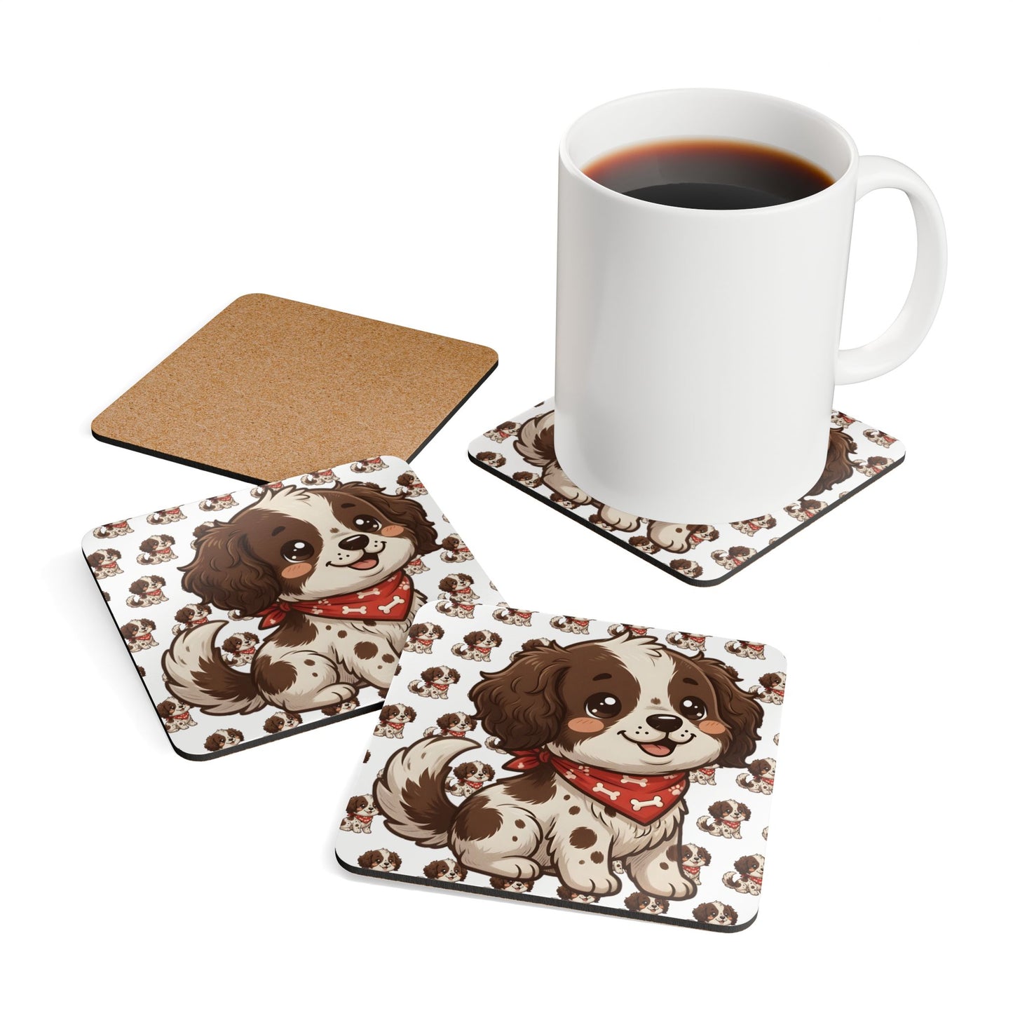 Springer Spaniel Chibi Cork Coaster Set