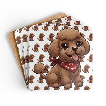 Poodle Chibi Cork Coaster Set
