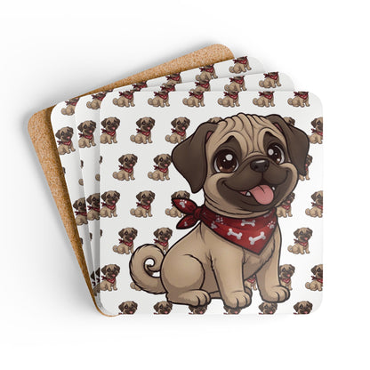 Pug Chibi Cork Coaster Set