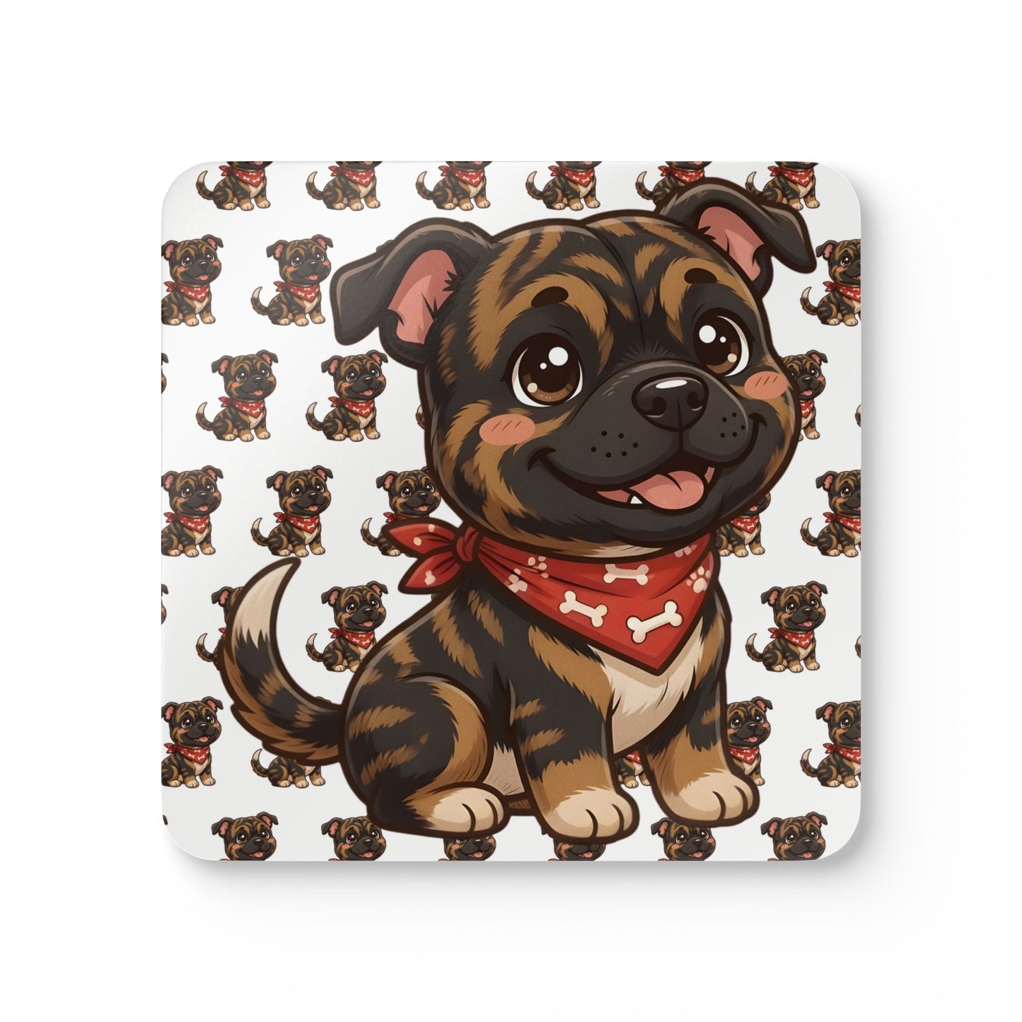 Staffordshire Bull Terrier Chibi Cork Coaster Set