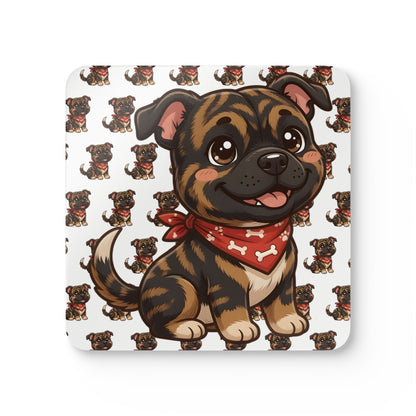 Staffordshire Bull Terrier Chibi Cork Coaster Set