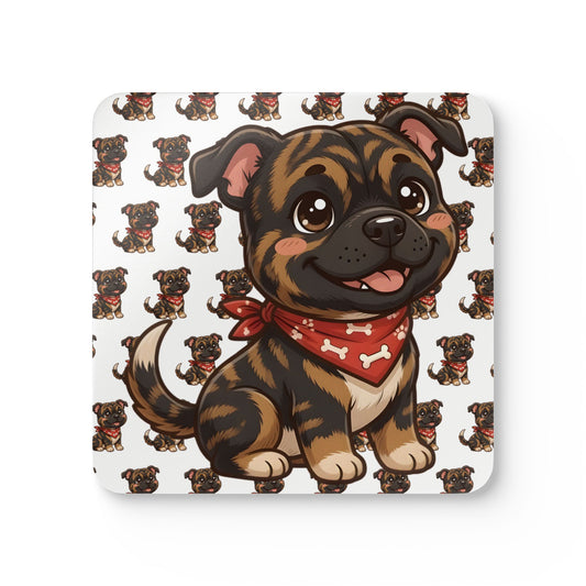 Staffordshire Bull Terrier Chibi Cork Coaster Set