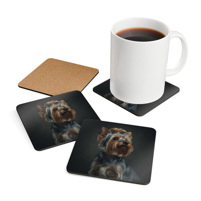 Yorkshire Terrier Portrait Cork Coaster Set