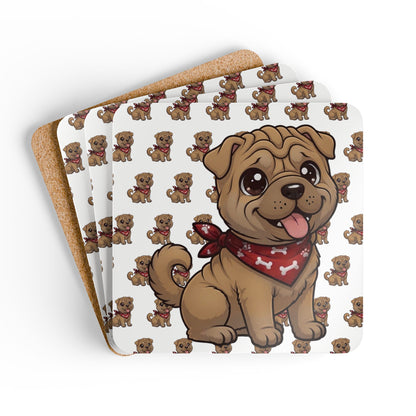 Shar Pei Chibi Cork Coaster Set