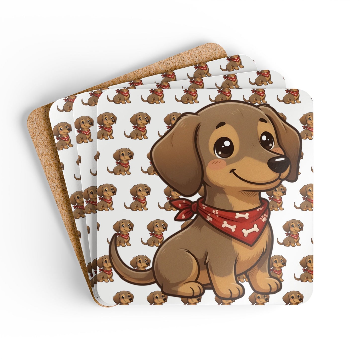 Dachshund Chibi Cork Coaster Set