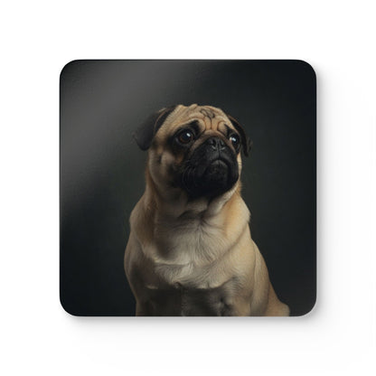 Pug Portrait Cork Coaster Set