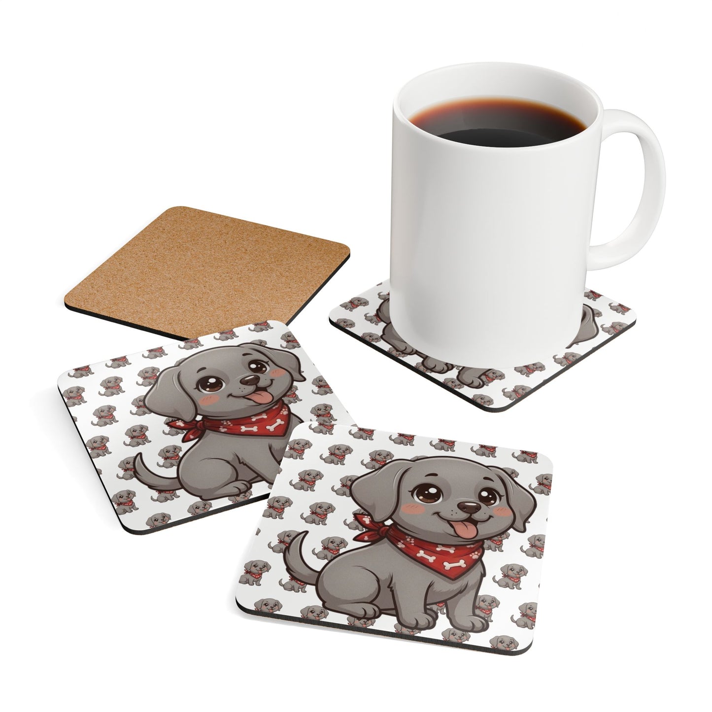 Weimaraner Chibi Cork Coaster Set