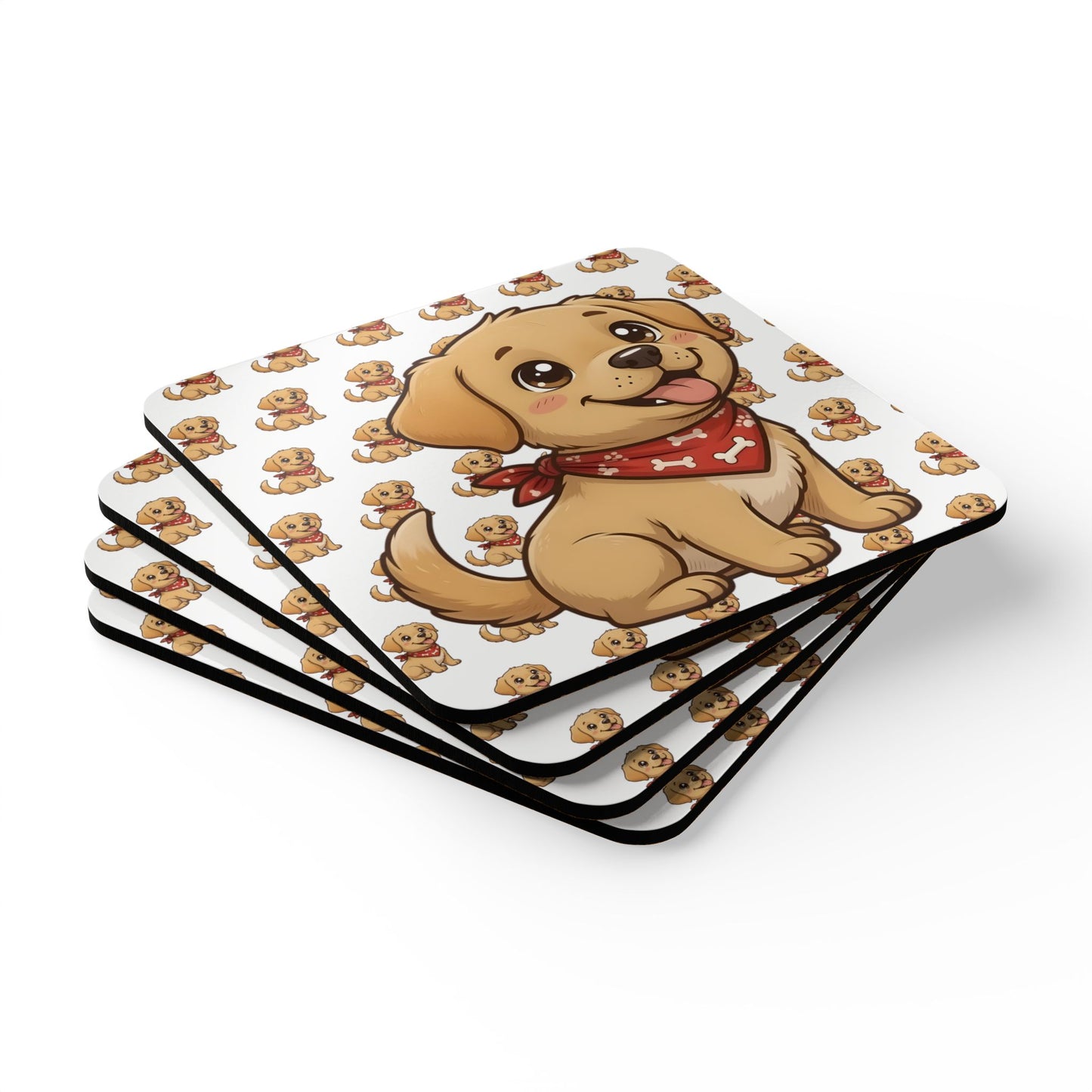 Yellow Labrador Chibi Cork Coaster Set