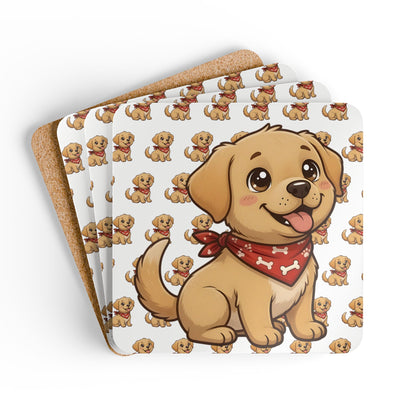 Yellow Labrador Chibi Cork Coaster Set