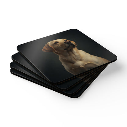 Yellow Labrador Portrait Cork Coaster Set