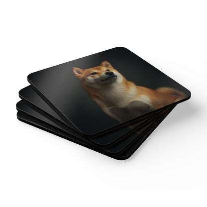 Shiba Inu Portrait Cork Coaster Set