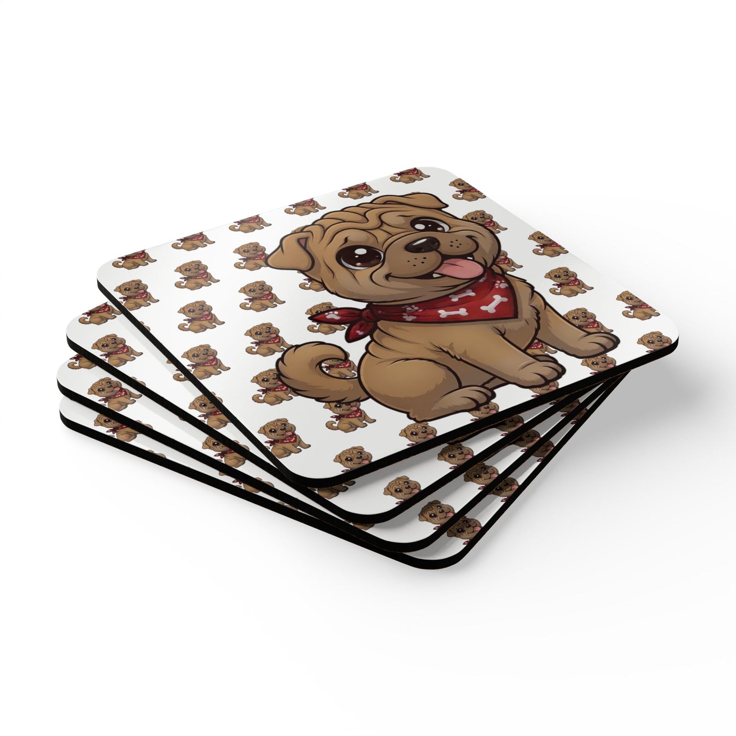 Shar Pei Chibi Cork Coaster Set