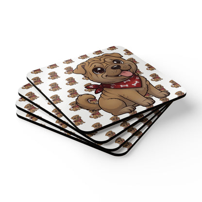 Shar Pei Chibi Cork Coaster Set