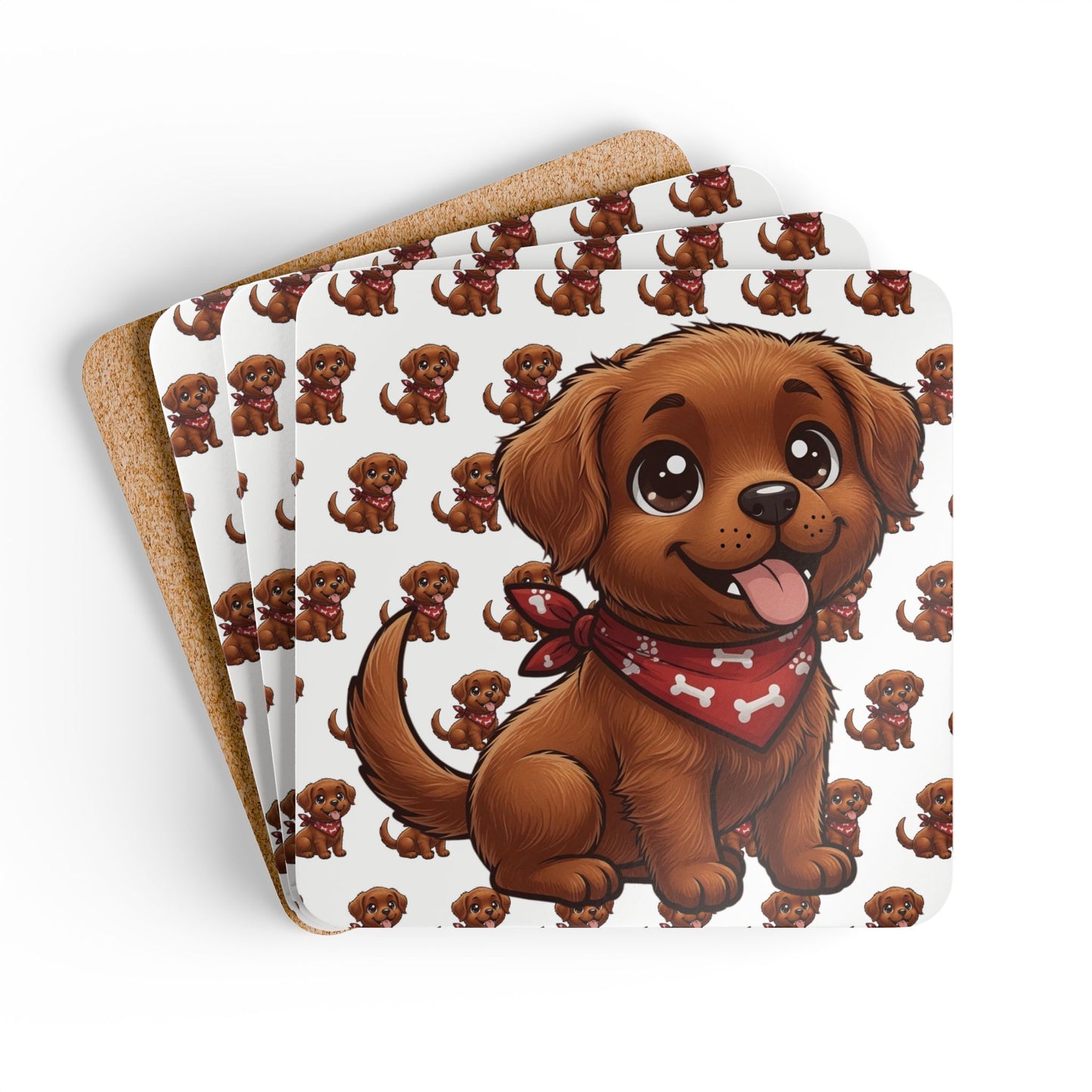 Irish Red Setter Chibi Cork Coaster Set