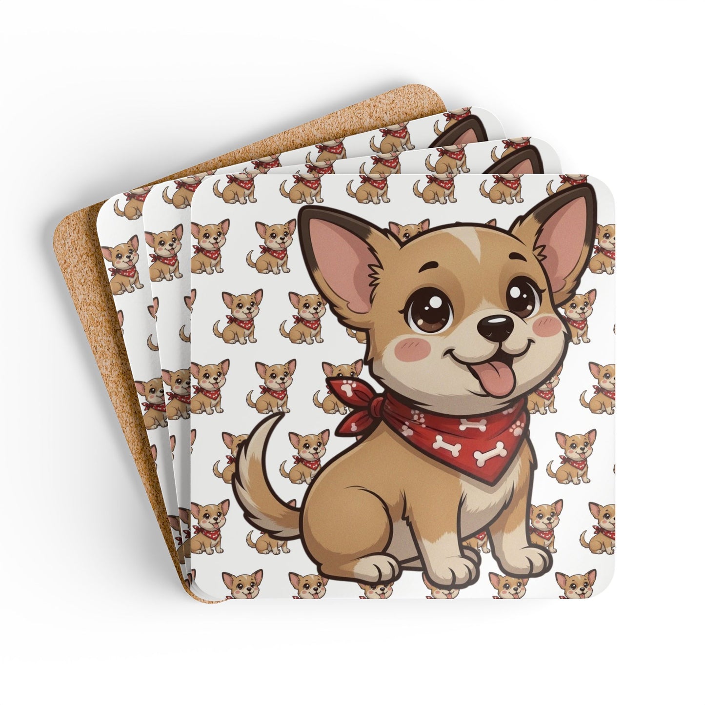 Chihuahua Chibi Cork Coaster Set