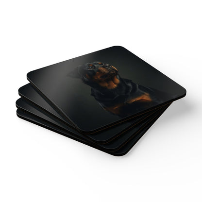 Rottweiler Portrait Cork Coaster Set