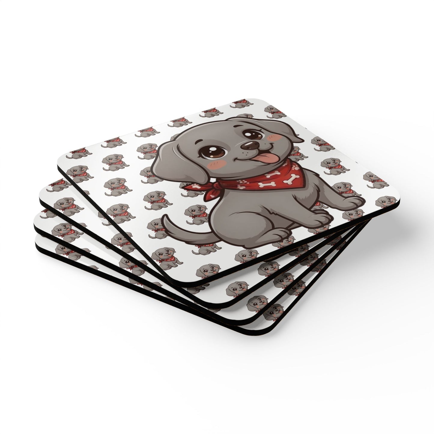 Weimaraner Chibi Cork Coaster Set