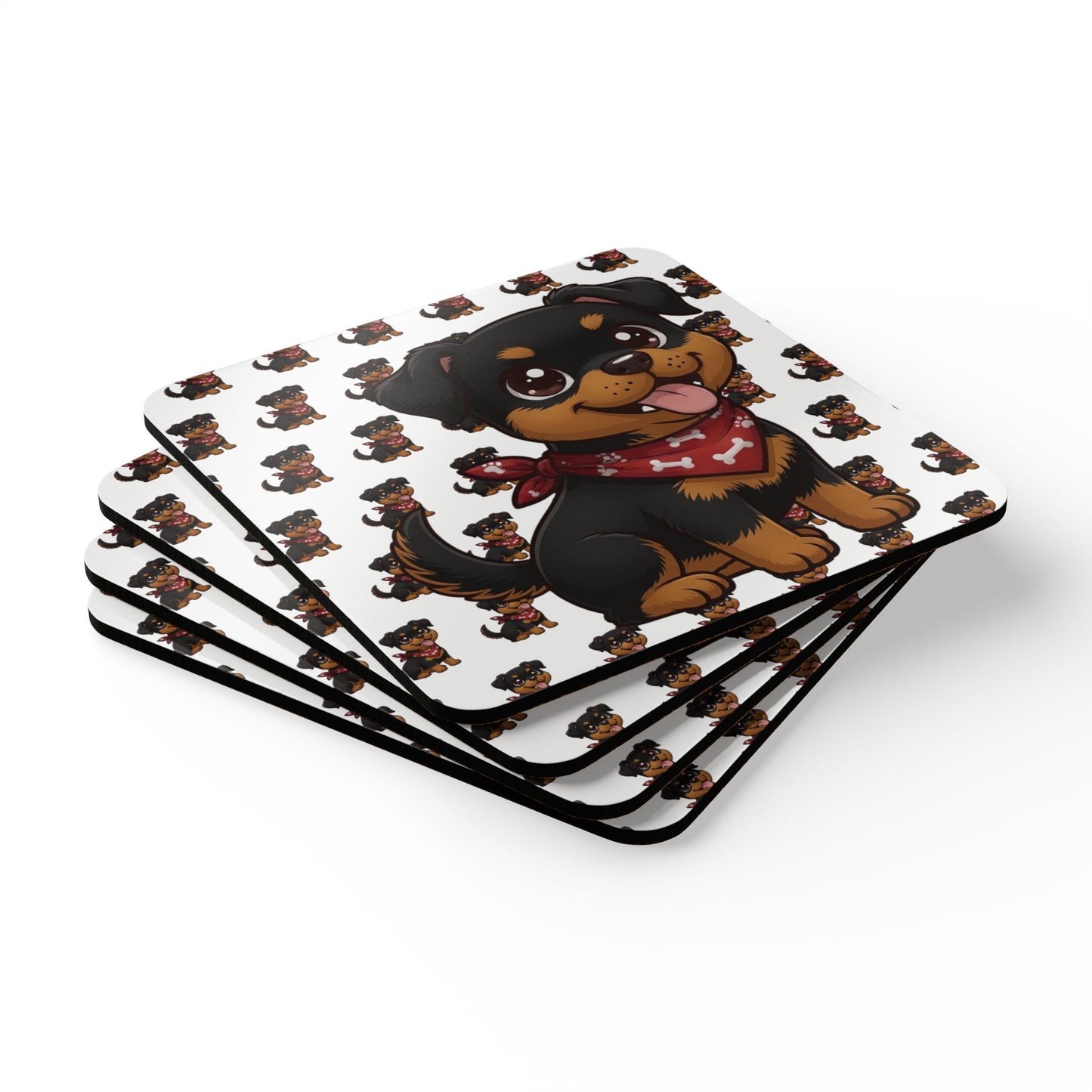 Rottweiler Chibi Cork Coaster Set