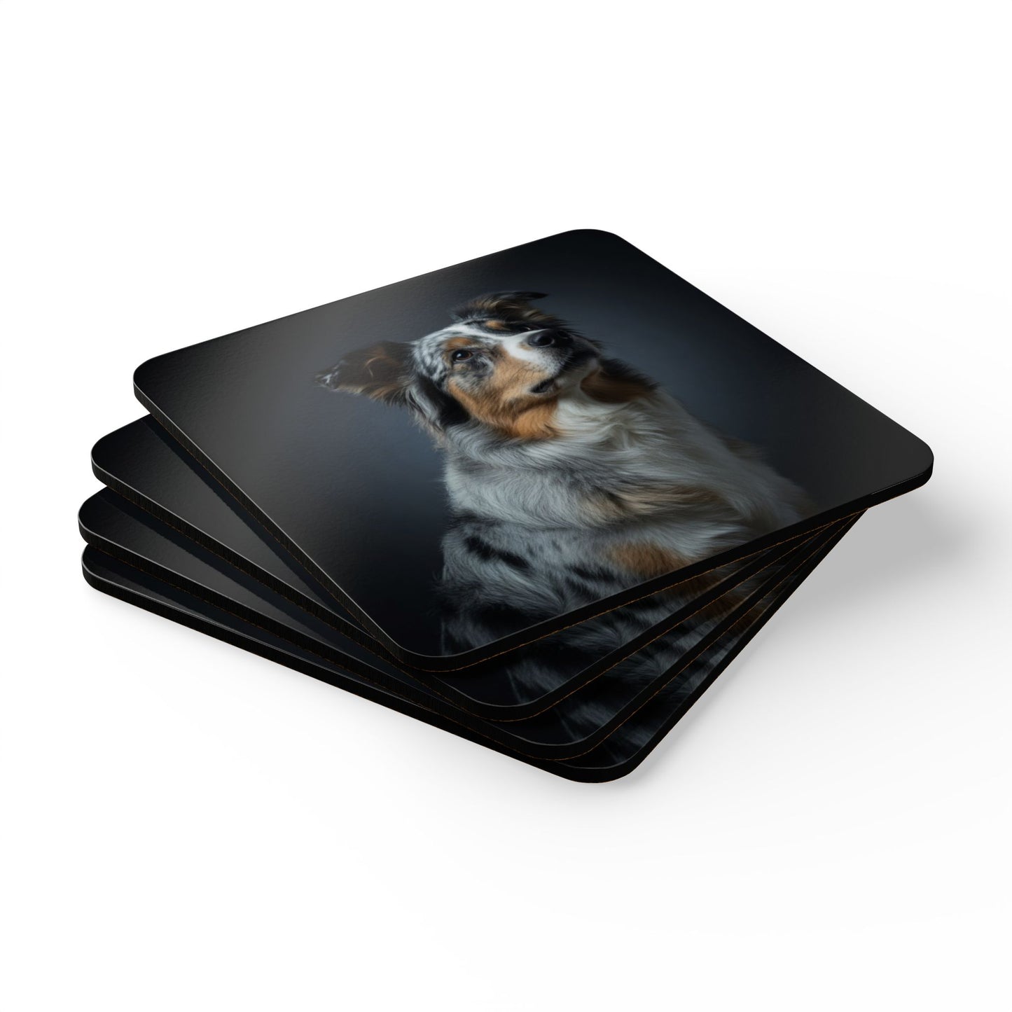 Australian Shepherd Portrait Cork Coaster Set