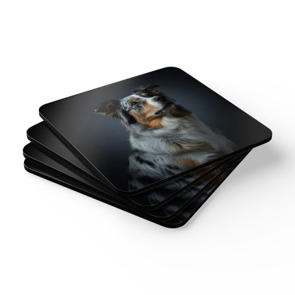 Australian Shepherd Portrait Cork Coaster Set