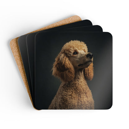 Poodle Portrait Cork Coaster Set