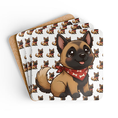 Belgian Malinois Chibi Cork Coaster Set