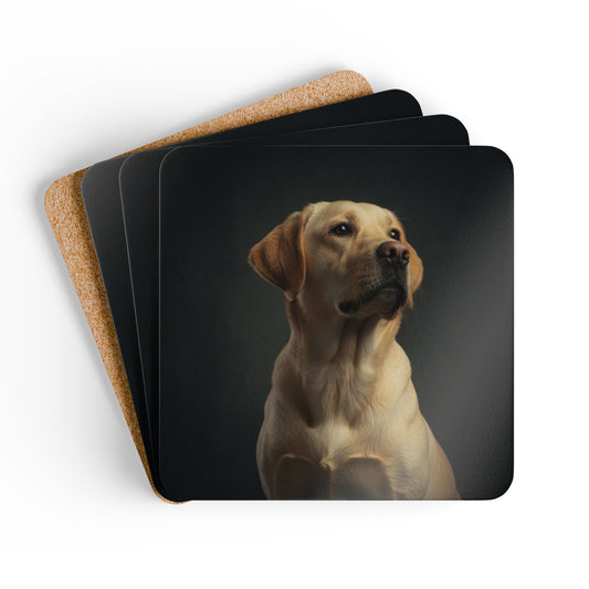 Yellow Labrador Portrait Cork Coaster Set