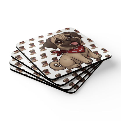 Pug Chibi Cork Coaster Set