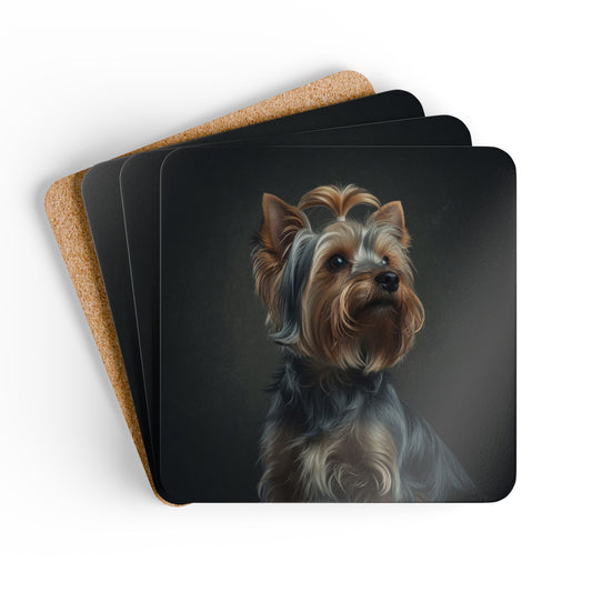 Yorkshire Terrier Portrait Cork Coaster Set