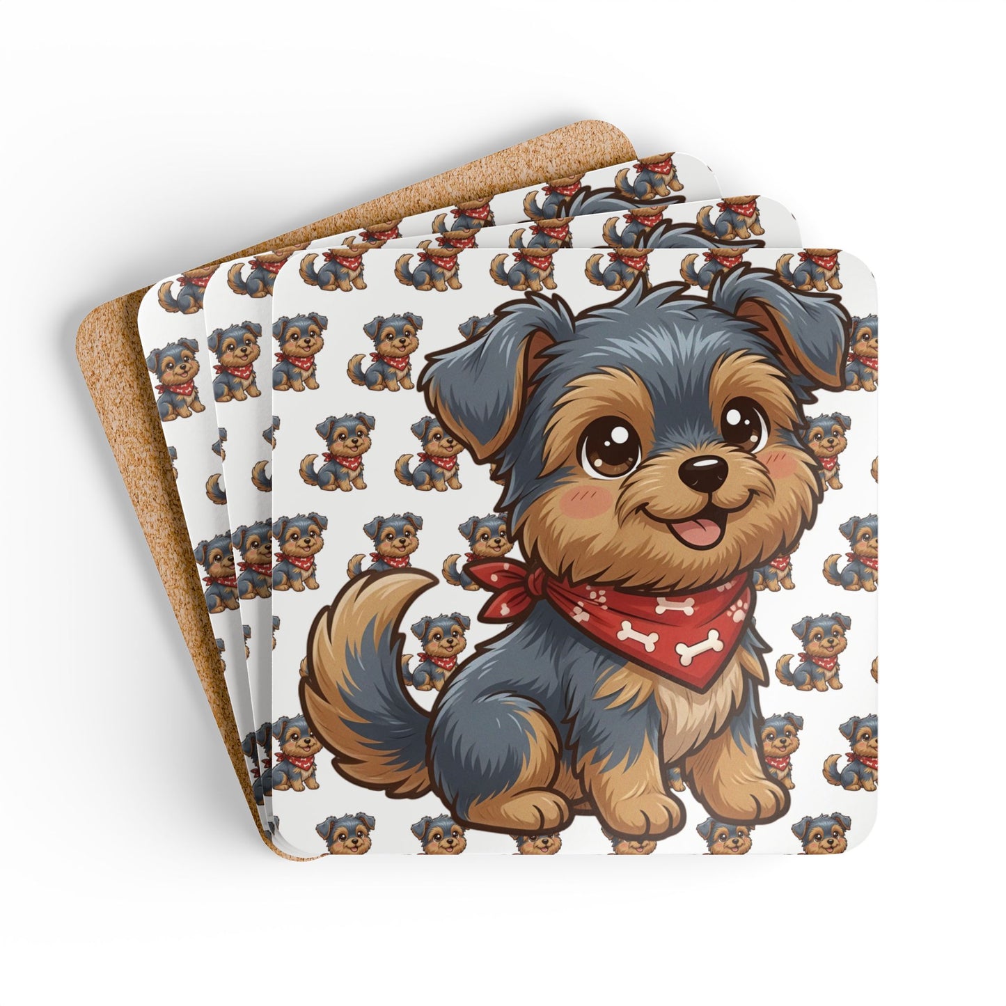Yorkshire Terrier Chibi Cork Coaster Set