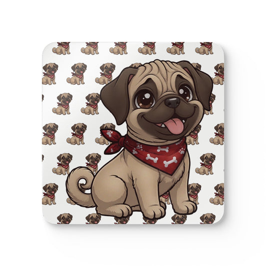 Pug Chibi Cork Coaster Set