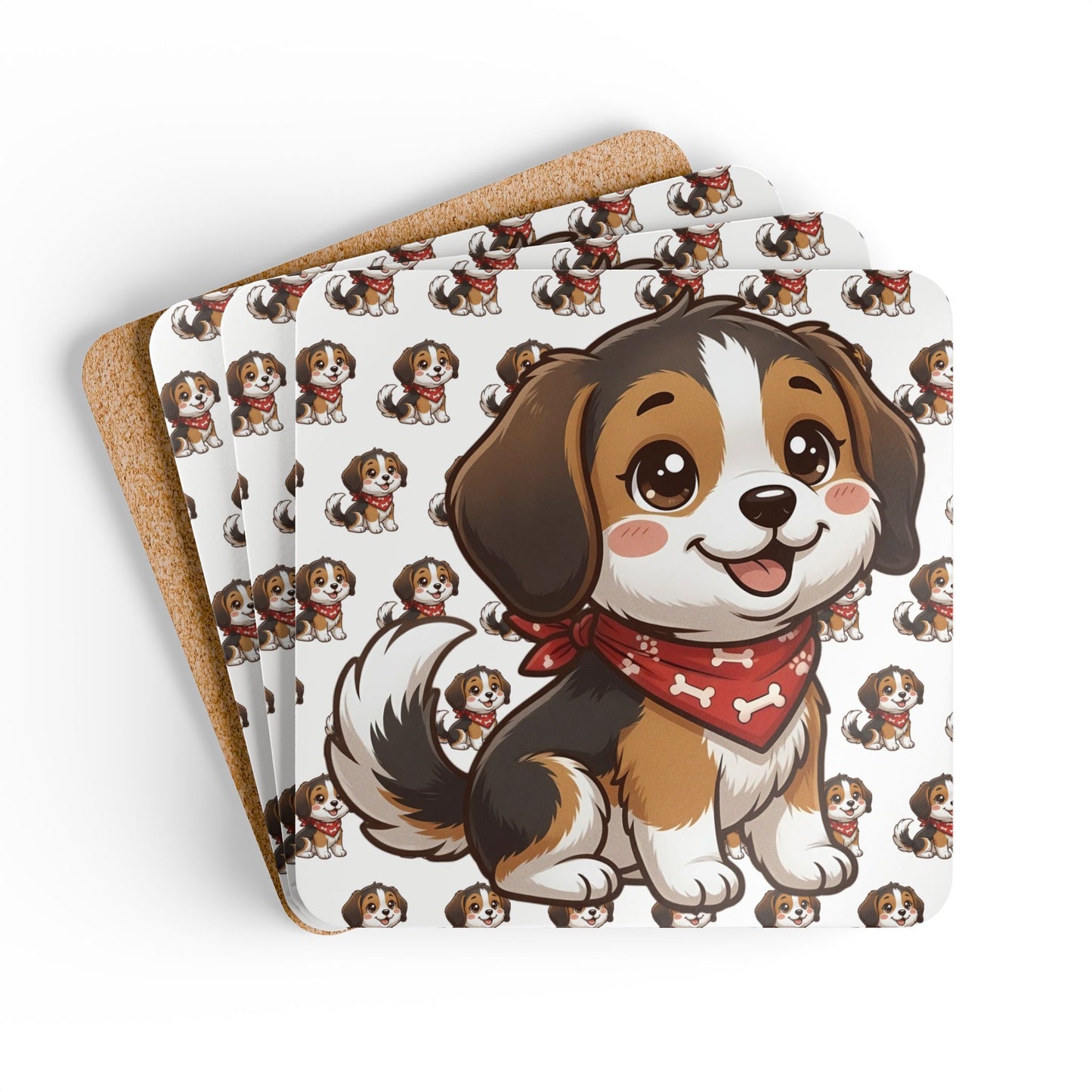 Beagle Chibi Cork Coaster Set