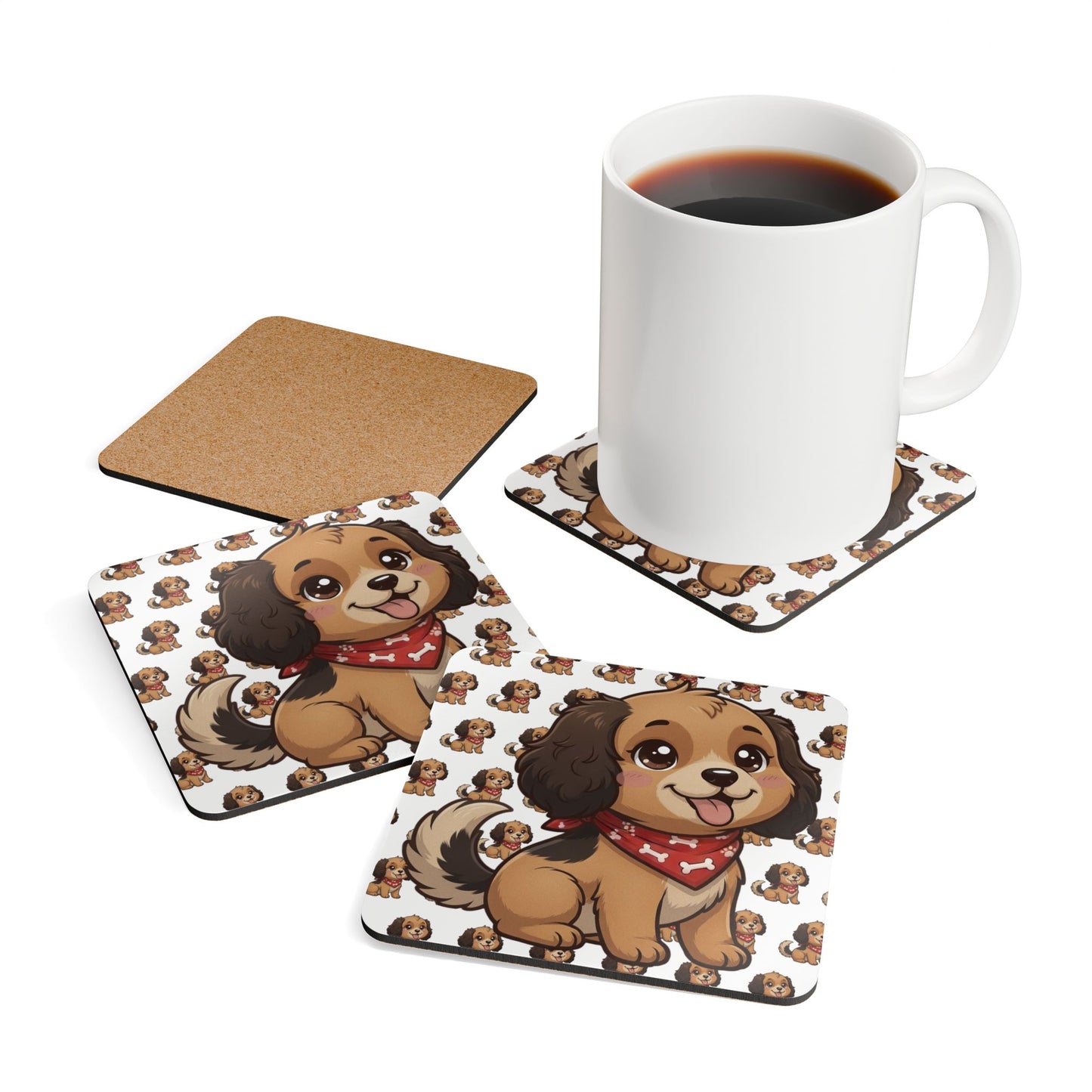 Cocker Spaniel Chibi Cork Coaster Set