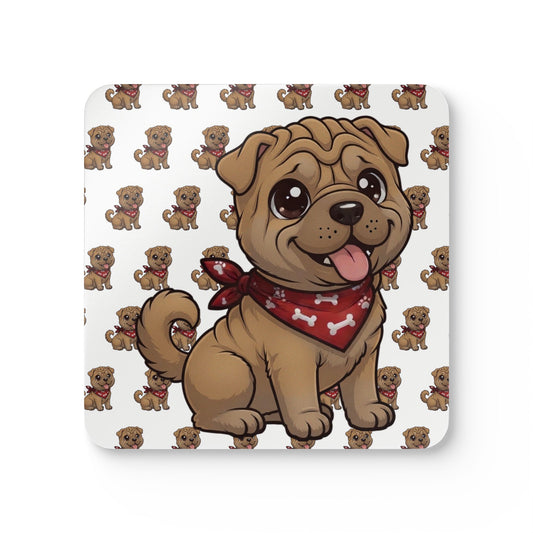Shar Pei Chibi Cork Coaster Set