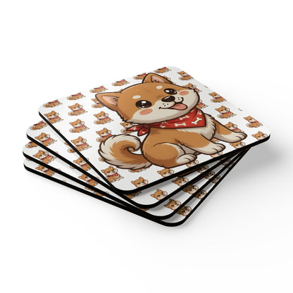Shiba Inu Chibi Cork Coaster Set